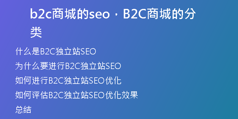 b2c商城的seo，B2C商城的分类