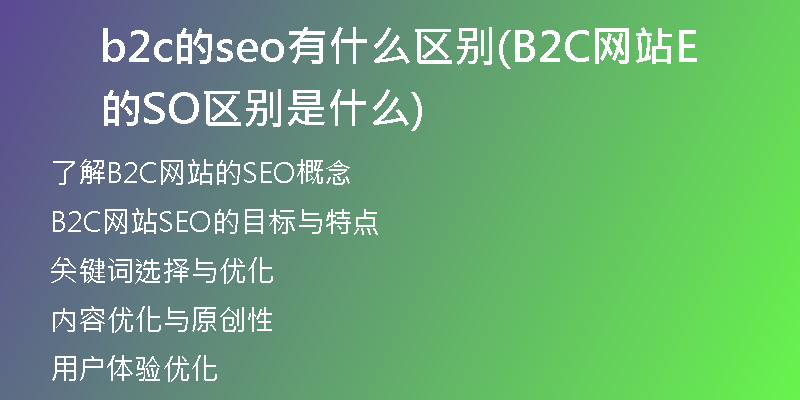 b2c的seo有什么区别(B2C网站的SEO区别是什么)