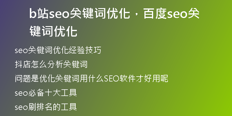 b站seo关键词优化，百度seo关键词优化
