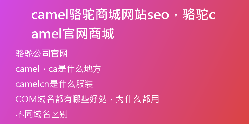 camel骆驼商城网站seo，骆驼camel官网商城