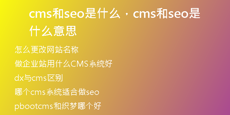 cms和seo是什么，cms和seo是什么意思
