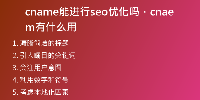 cname能进行seo优化吗，cname有什么用