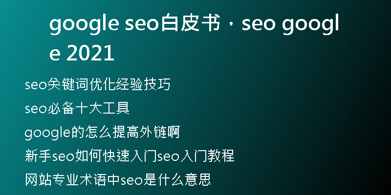 google seo白皮书，seo google 2021