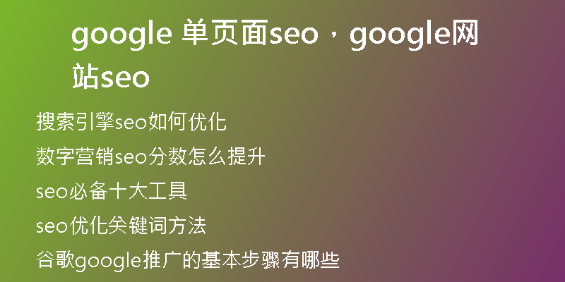 google 单页面seo，google网站seo