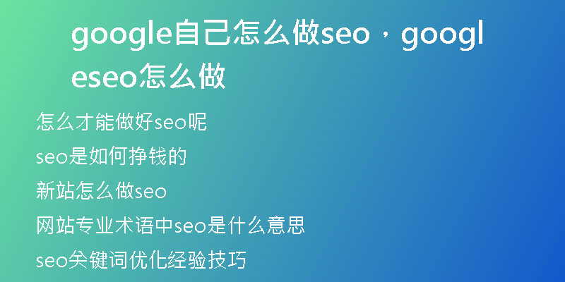 google自己怎么做seo，google seo怎么做