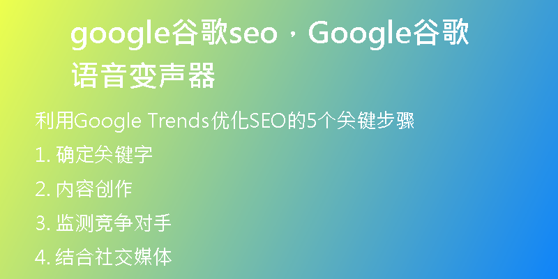 google谷歌seo，Google谷歌语音变声器