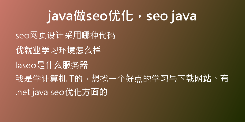 java做seo优化，seo java