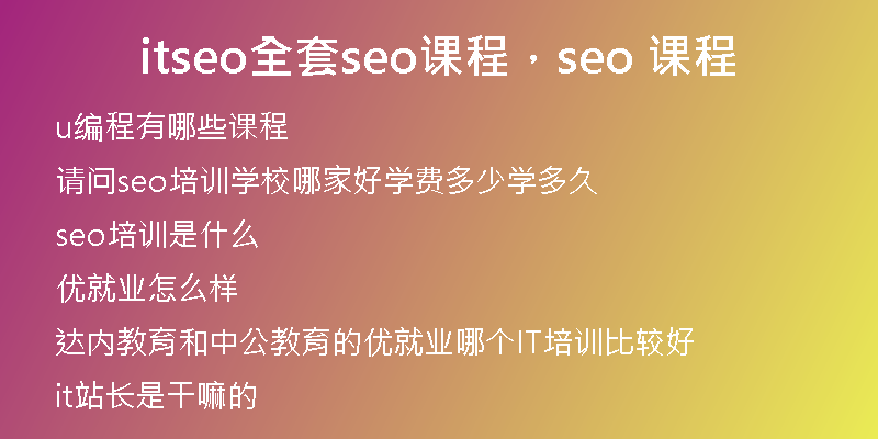 itseo全套seo课程，seo 课程