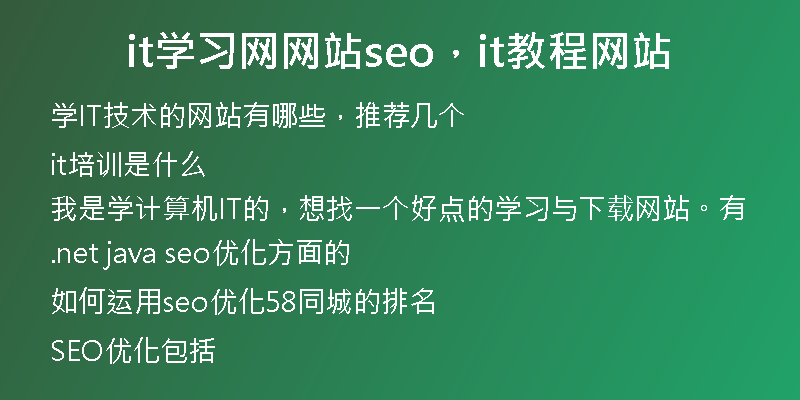 it学习网网站seo，it教程网站