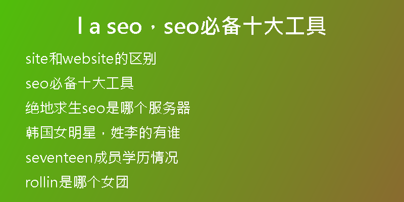 l a seo，seo必备十大工具