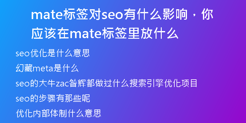 mate标签对seo有什么影响，你应该在mate标签里放什么