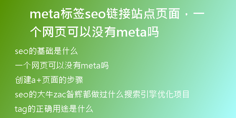 meta标签seo链接站点页面，一个网页可以没有meta吗