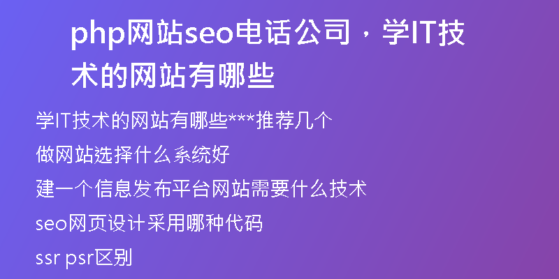 php网站seo电话公司，学IT技术的网站有哪些