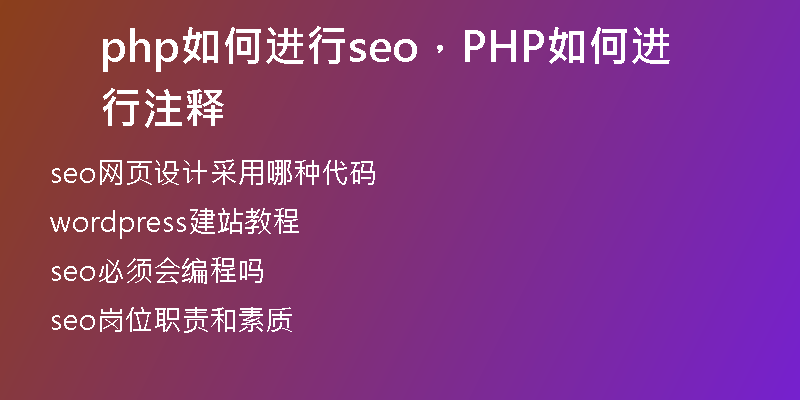 php如何进行seo，PHP如何进行注释