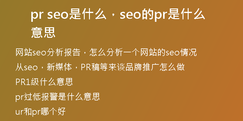 pr seo是什么，seo的pr是什么意思