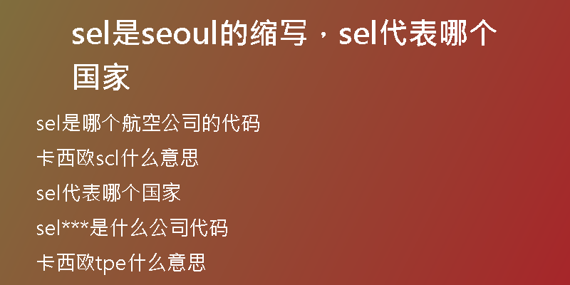 sel是seoul的缩写，sel代表哪个国家