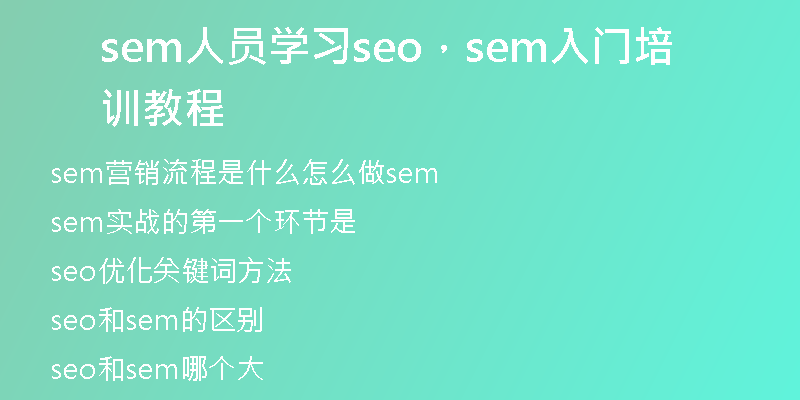 sem人员学习seo，sem入门培训教程