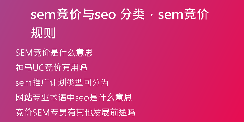 sem竞价与seo 分类，sem竞价规则