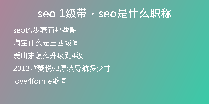 seo 1级带，seo是什么职称