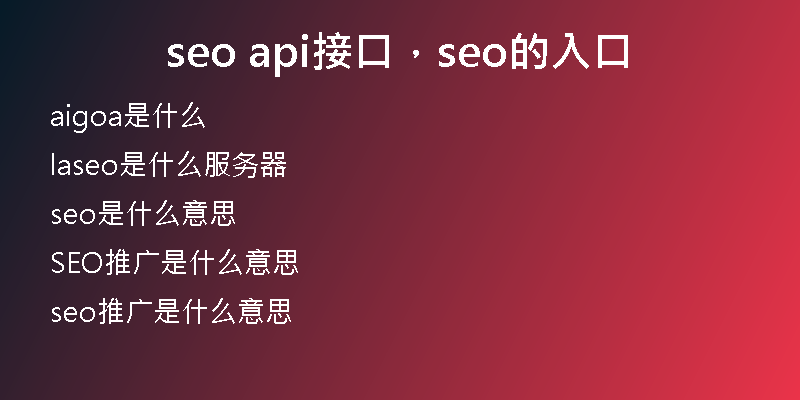 seo api接口，seo的入口