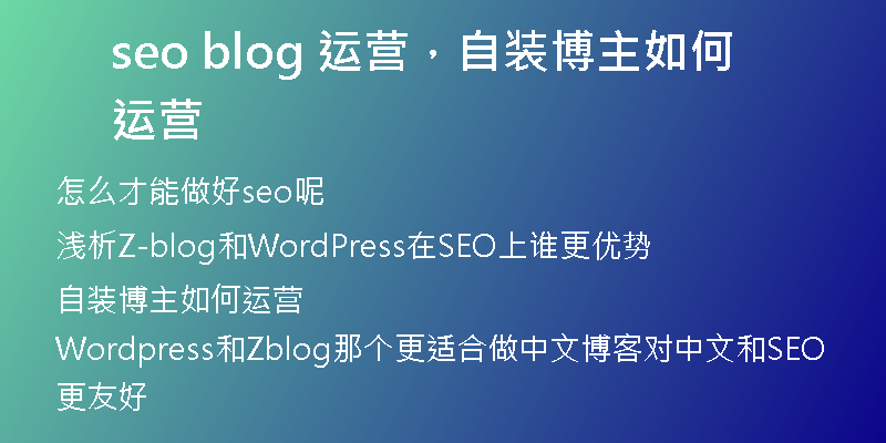 seo blog 运营,自装博主如何运营