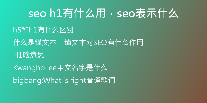 seo h1有什么用，seo表示什么