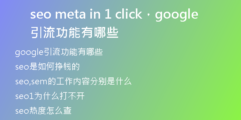seo meta in 1 click，google引流功能有哪些