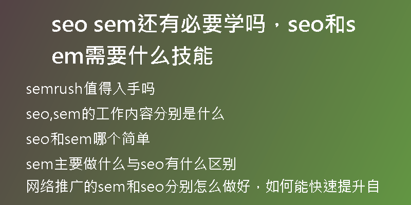 seo sem还有必要学吗，seo和sem需要什么技能