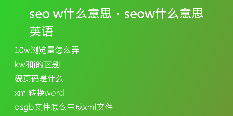 seo w什么意思，seow什么意思英语