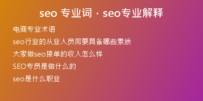 seo 专业词，seo专业解释