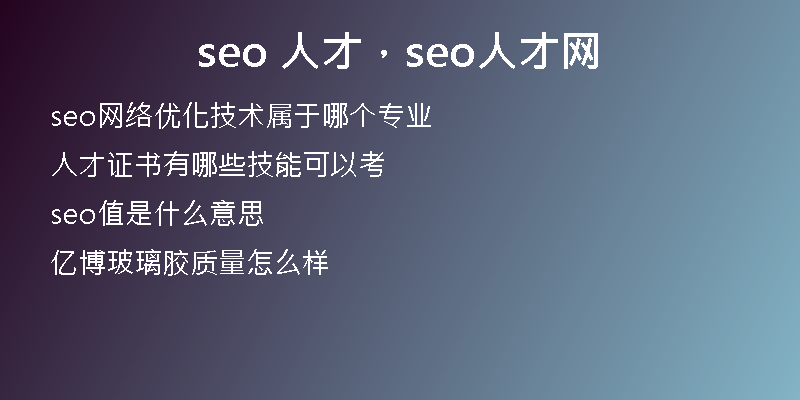 seo 人才，seo人才网