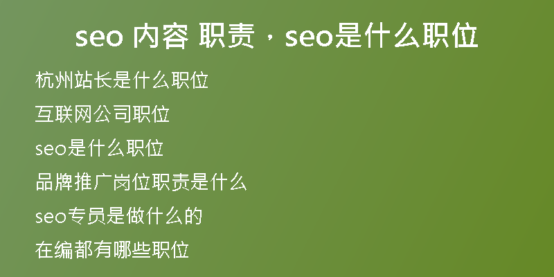 seo 内容 职责,seo是什么职位