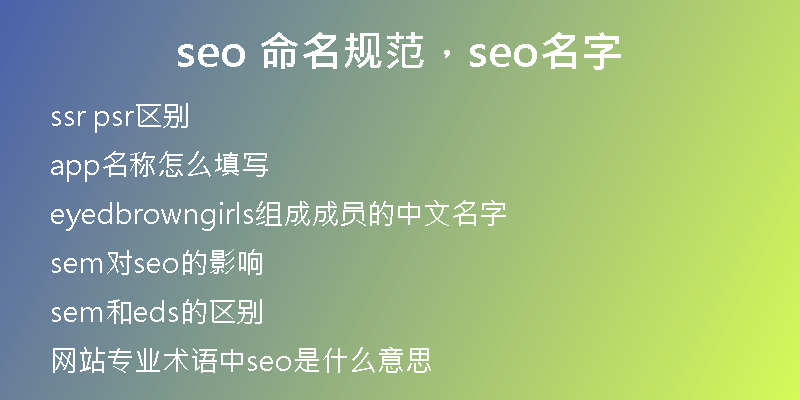 seo 命名规范，seo名字