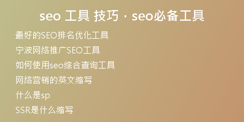 seo 工具 技巧，seo必备工具