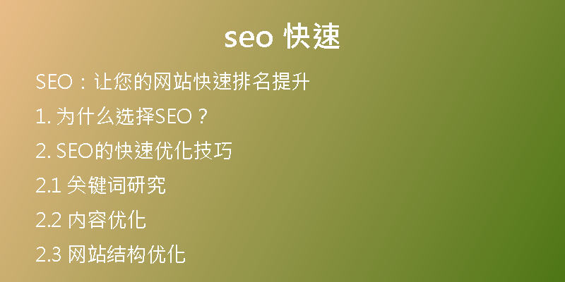 seo 快速