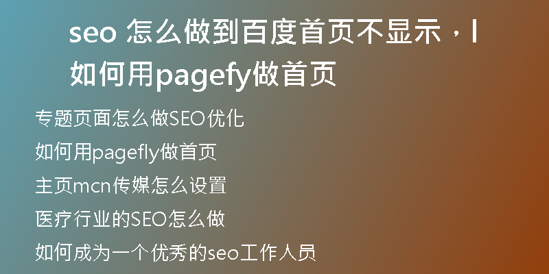 seo 怎么做到百度首页不显示，如何用pagefly做首页