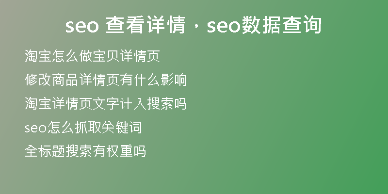 seo 查看详情，seo数据查询