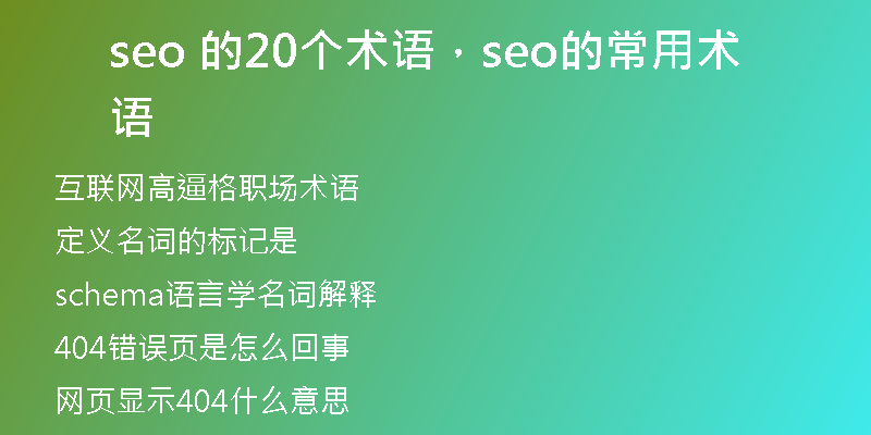 seo 的20个术语,seo的常用术语