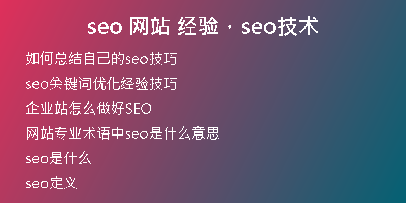 seo 网站 经验，seo技术
