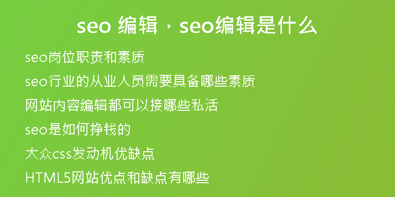 seo 编辑，seo编辑是什么
