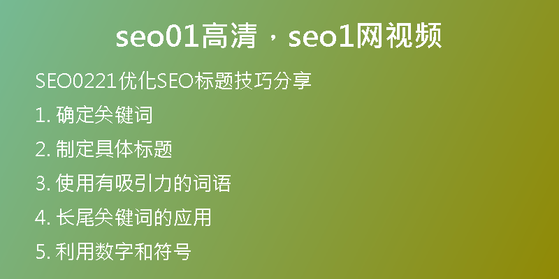 seo01高清，seo1网视频