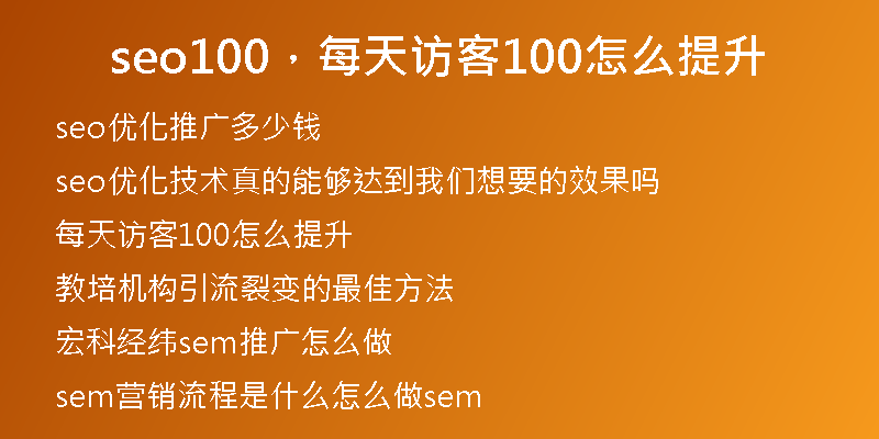seo100,每天访客100怎么提升