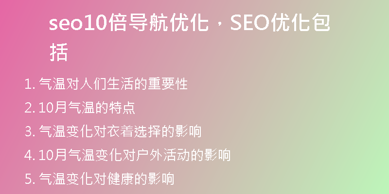 seo10倍导航优化，SEO优化包括