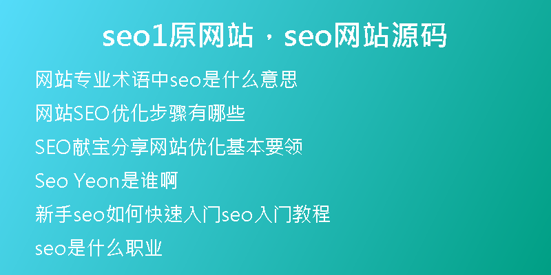 seo1原网站，seo网站源码