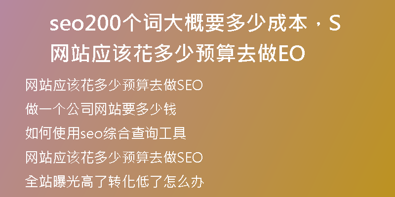 seo200个词大概要多少成本,网站应该花多少预算去做SEO