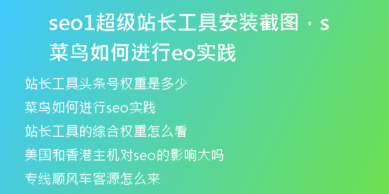 seo1超级站长工具安装截图，菜鸟如何进行seo实践