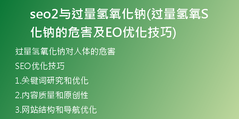 seo2与过量氢氧化钠(过量氢氧化钠的危害及SEO优化技巧)