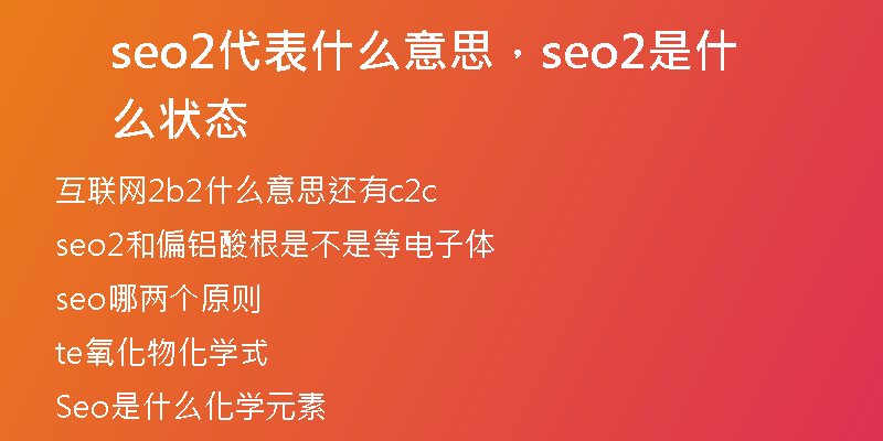 seo2代表什么意思，seo2是什么状态