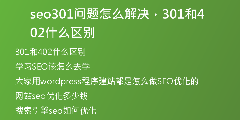 seo301问题怎么解决，301和402什么区别