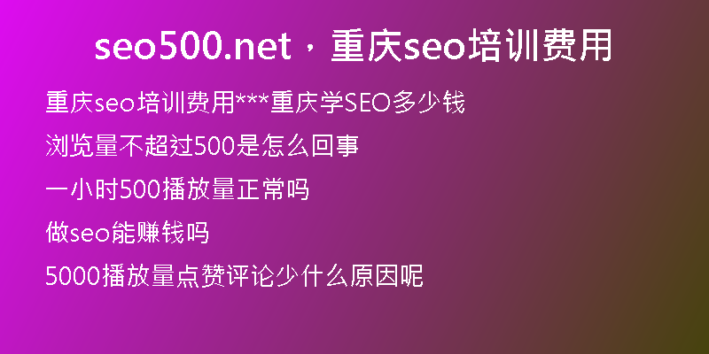 seo500.net，重庆seo培训费用